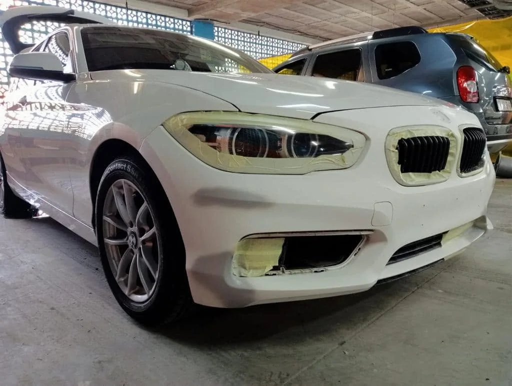 BMW 1 Series during paint preparation