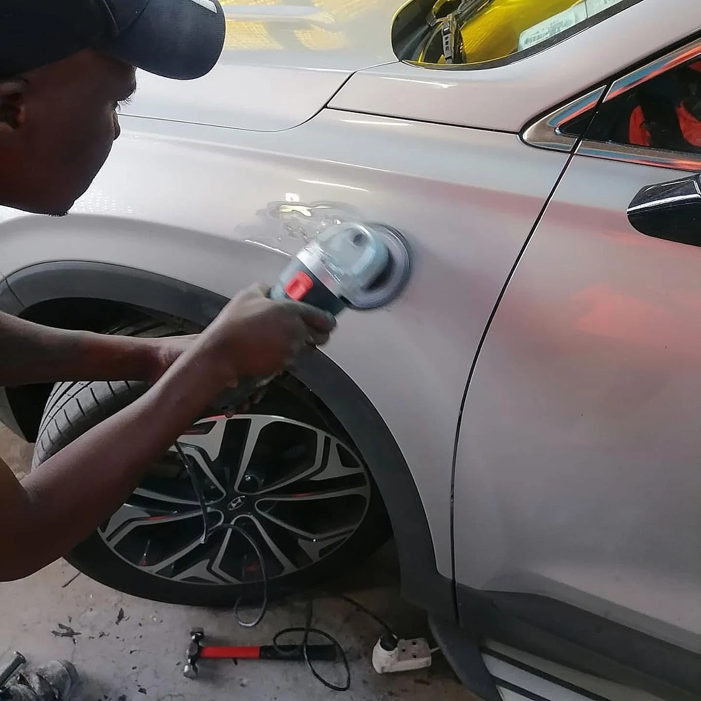 Hyundai SUV during repair work