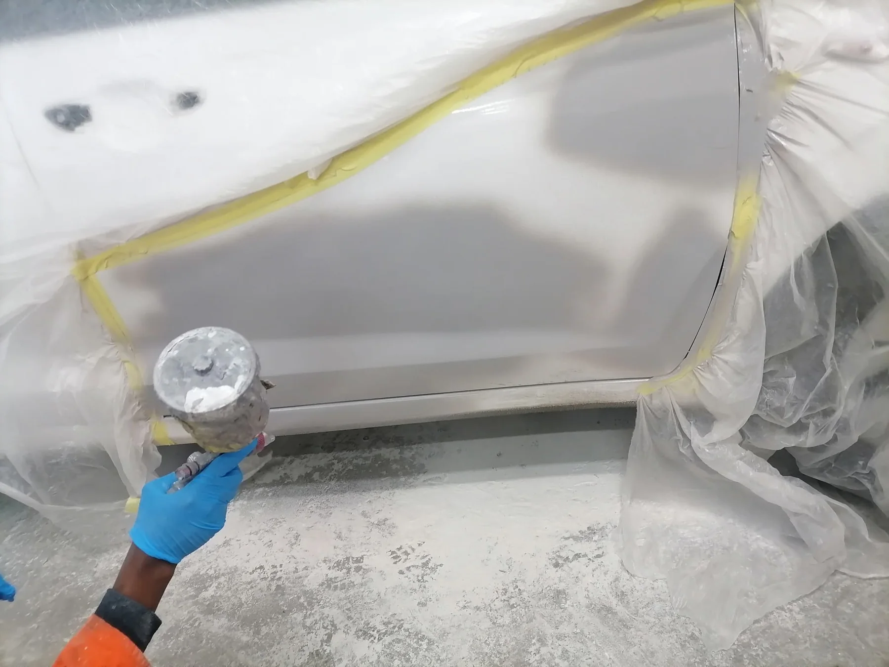 Vehicle panel during repair preparation